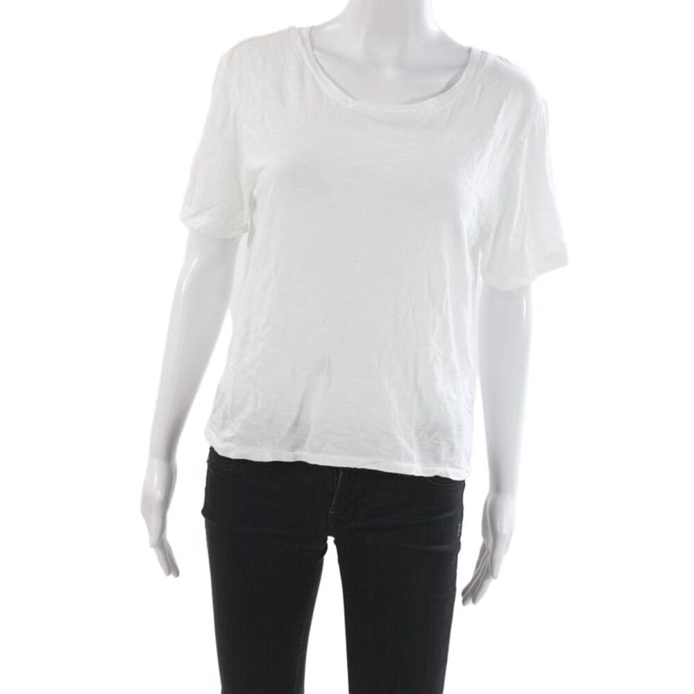 Love Shack Fancy Womens Basic White T-Shirt Short Sleeve Crew Neck Size XS
